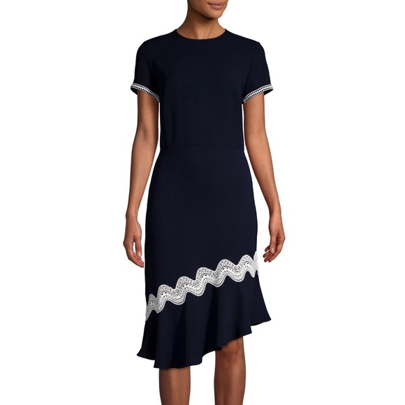 Shoshanna “Dinan” crochet Navy Midi Dress 4 - Picture 3 of 8